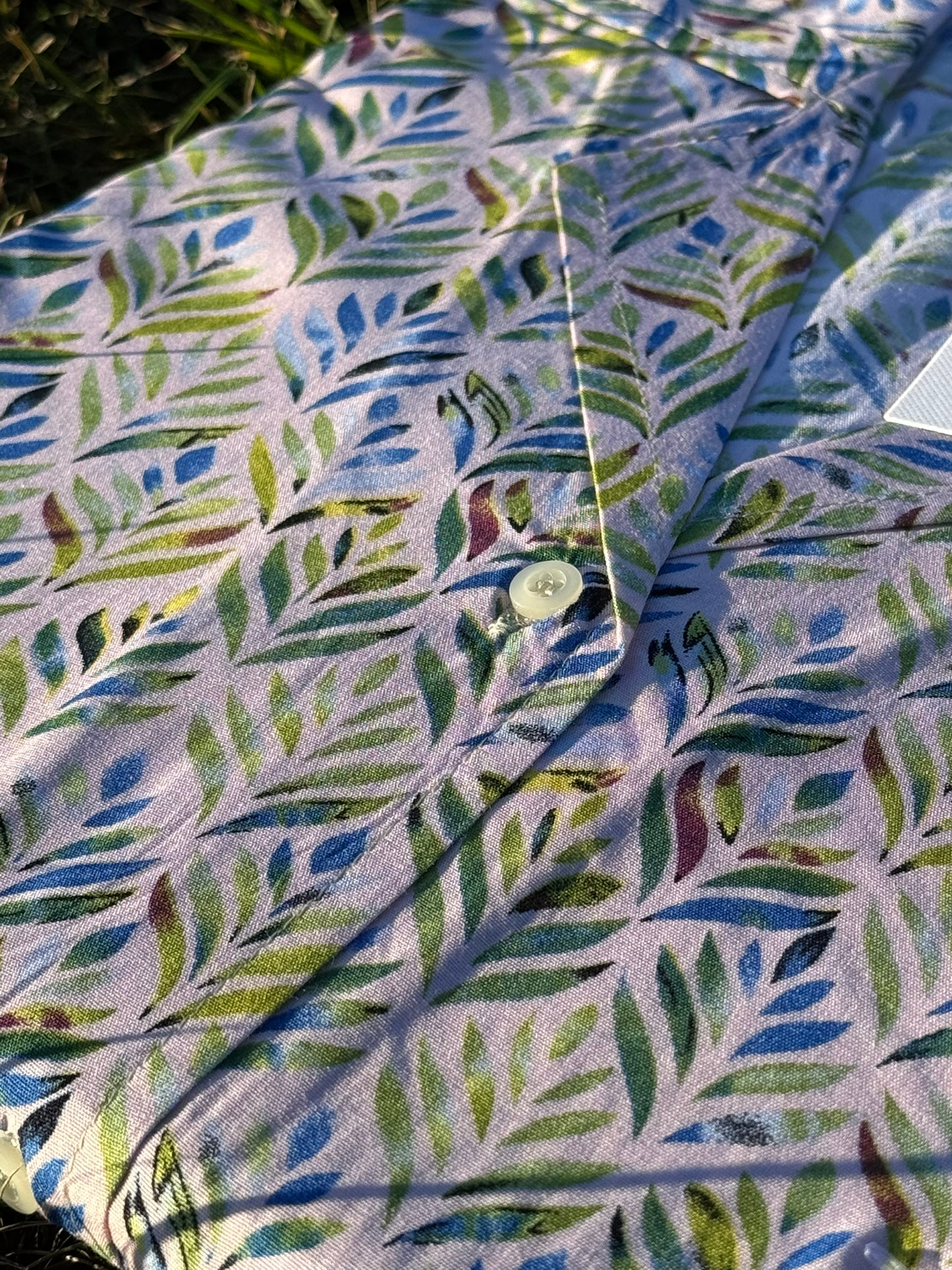 Flowy white linen dress brushed with watercolor leaves – Iconico Canopy by Serene Thread