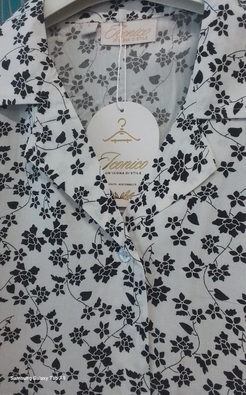Blossom Button-Up in Ivory Noir Linen Pyjama Set