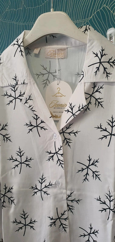 Frost Button-Up in Winter White Linen Pyjama Set