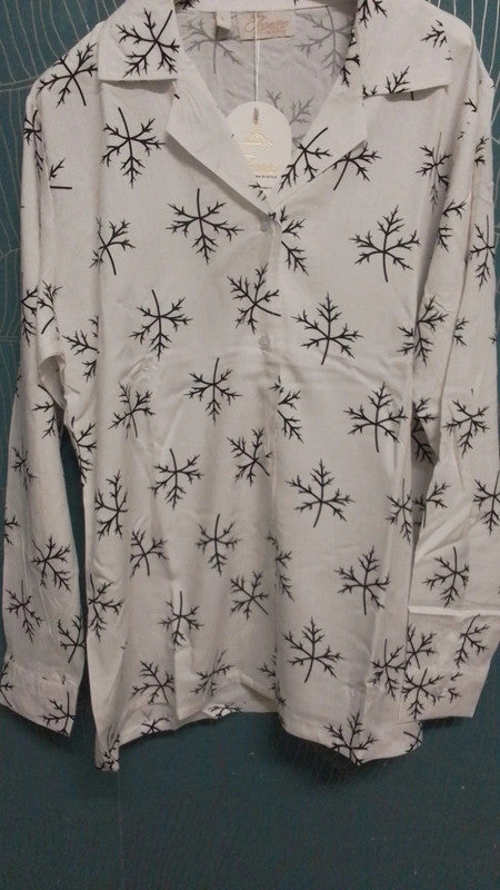 Frost Button-Up in Winter White Linen Pyjama Set